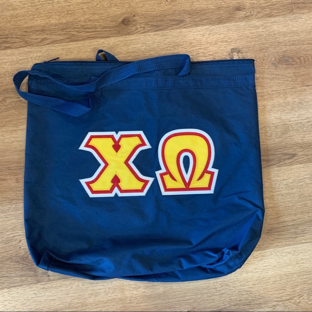 Chi Omega embroidered tote bag